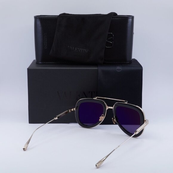 Valentino V-LSTORY VLS-129A Aviator Sunglasses - Shiny Black/Grey - Picture 9 of 9